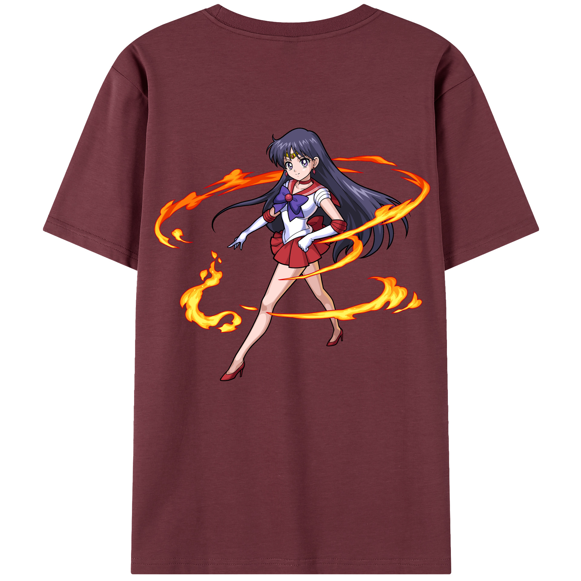 （画像用） 美少女戦士セーラームーン 火野レイ ひの レイ Sailor Moon Hino Rei （セーラーマーズ,Sailor Mars） 綿100％半袖Tシャツ（背面プリント）
